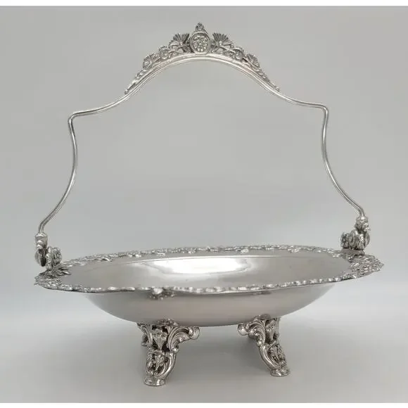 Antique Aurora Silver Plate Repousse 4-Foot Brides Basket Centerpiece 1869-1919 - Picture 3 of 10